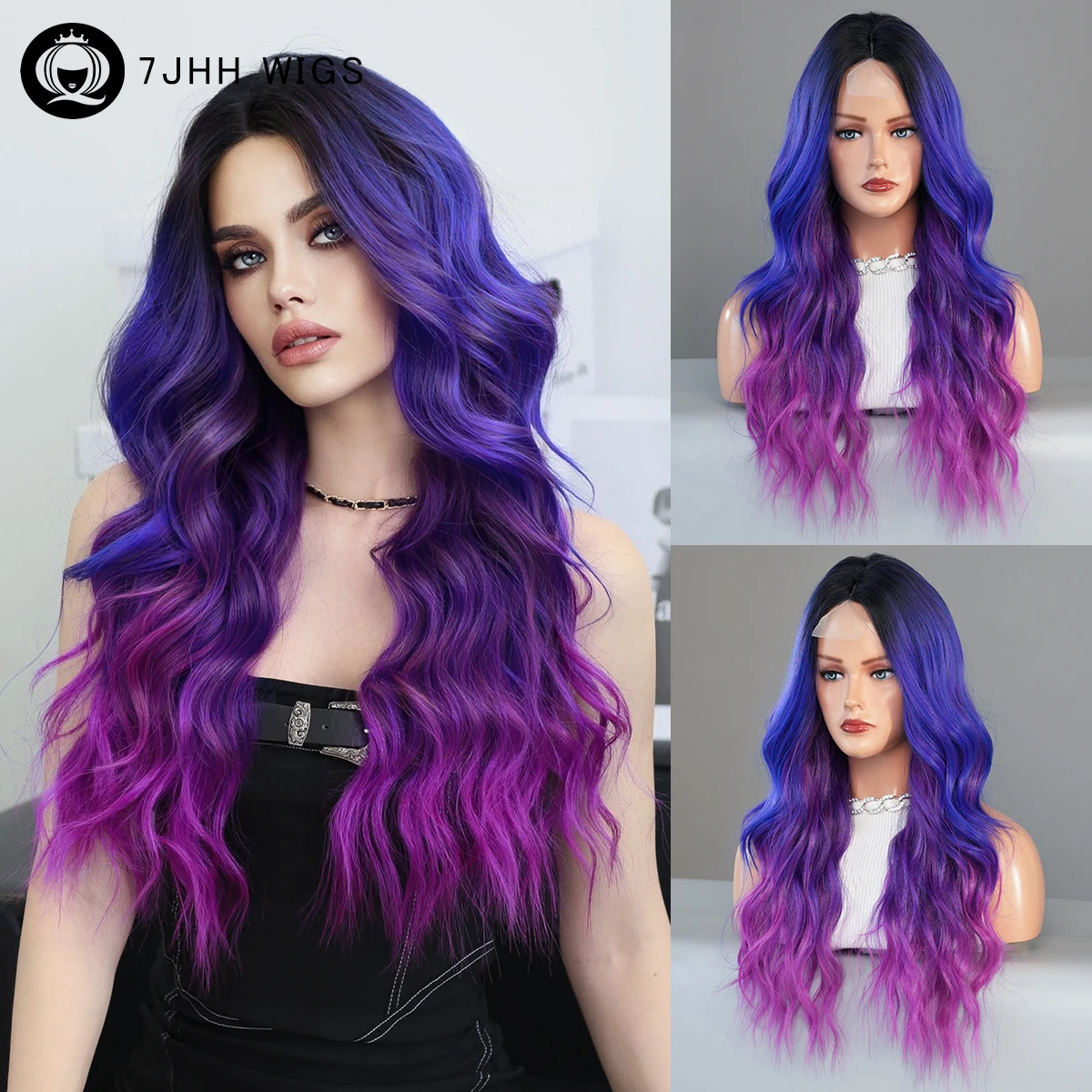 Synthetic Wigs - HD Transparent Lace Front Wig Blue