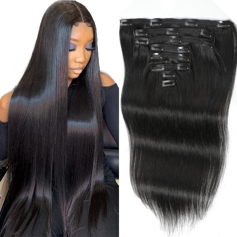 Seamless Clip In Hair Extensions Human Hair - Clip In Straight Hair Extensions Human