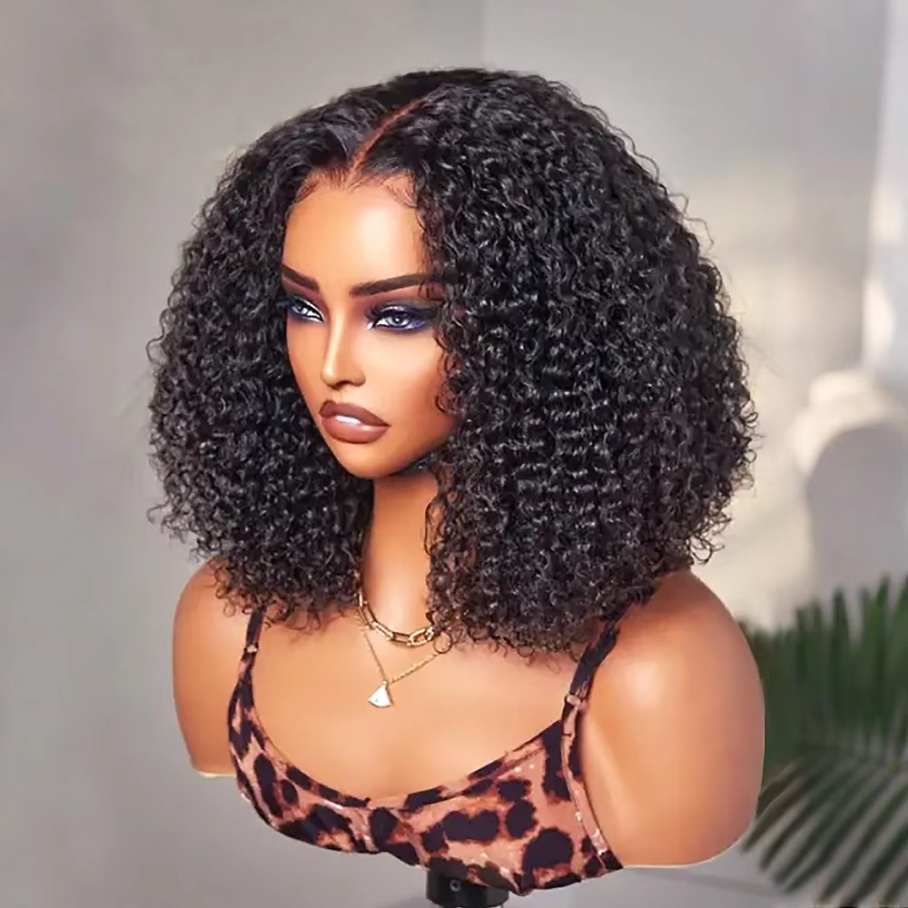 Glueless Wear And Go Human Hair Wig - 8-16 Inch Bob Curly Human Hair