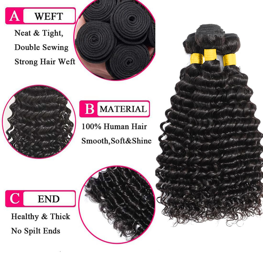Deep Wave Bundles with Frontal - đánh giá và giá Deep Wave 3 Bundles With Closure