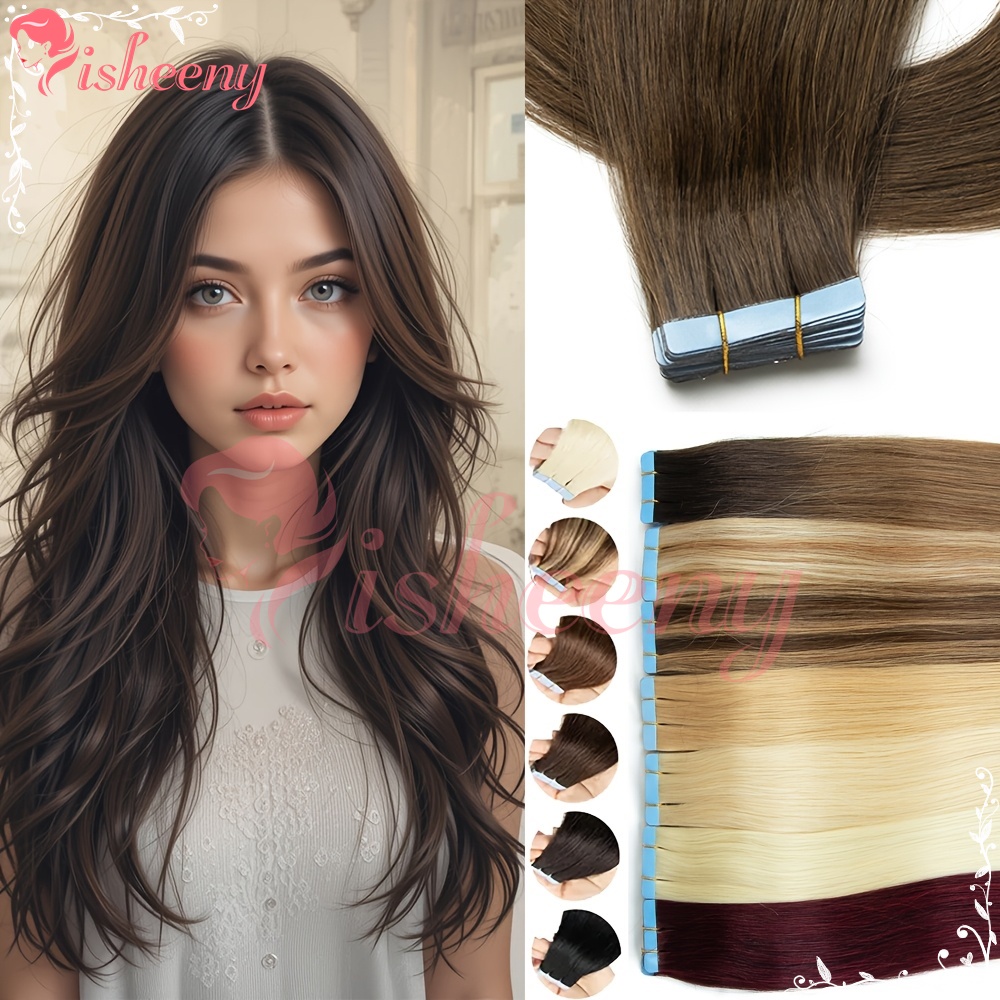 Isheeny Straight Tape In Hair  - đánh giá và giá Invisible Tape In Extensions Real Hair