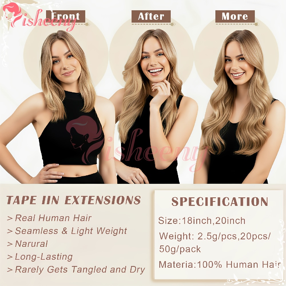 Isheeny Straight Tape In Hair  - đánh giá và giá Invisible Tape In Extensions Real Hair