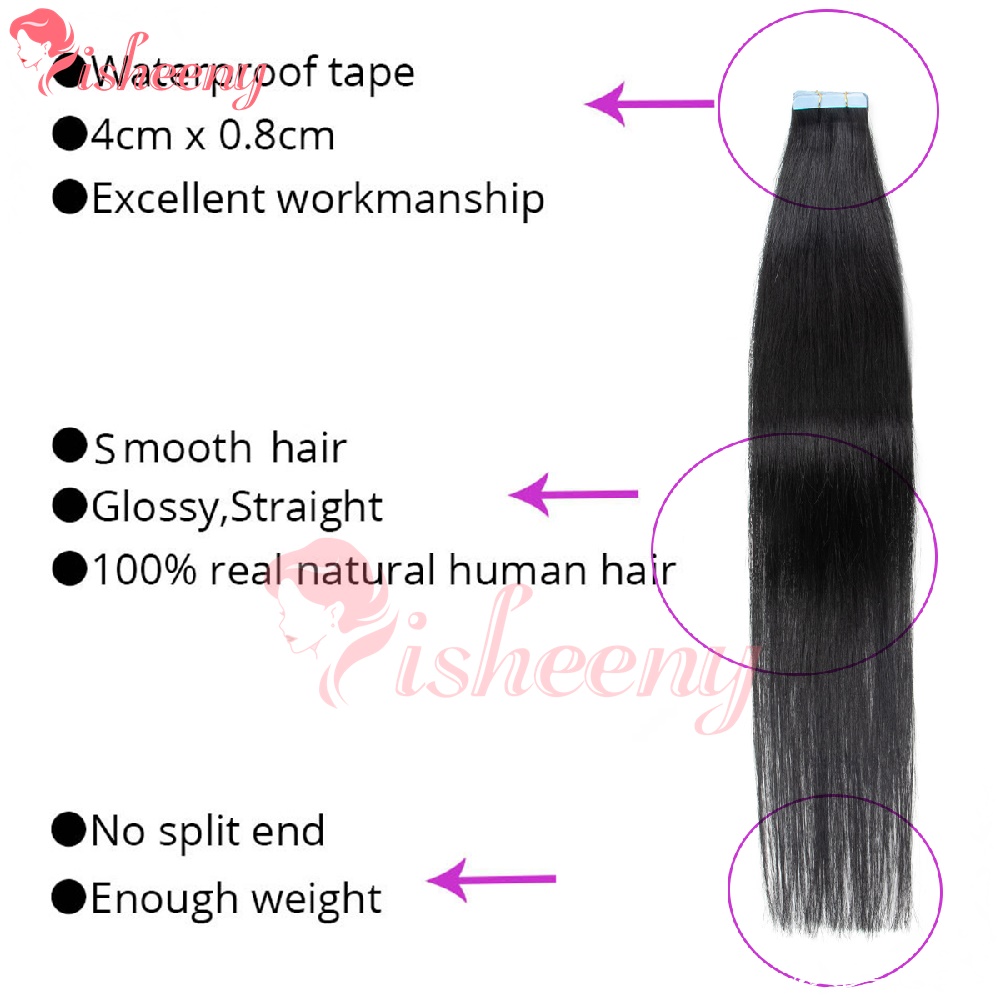 Isheeny Straight Tape In Hair  - đánh giá và giá Invisible Tape In Extensions Real Hair