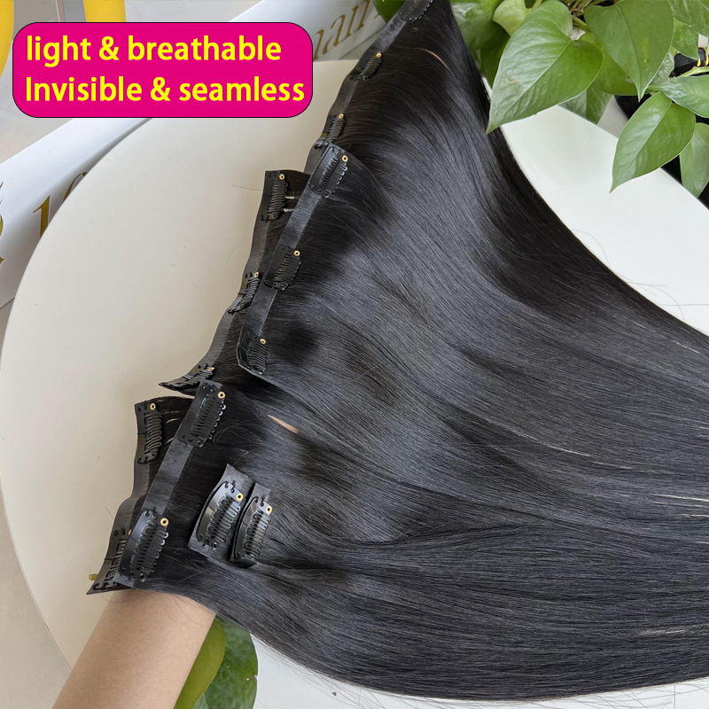 7Pcs Invisible Seamless PU Cli - đánh giá và giá Seamless Clip In Hair Extensions Human Hair